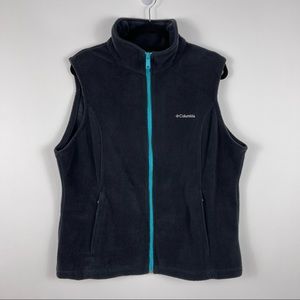 Columbia Fleece Black Zip Up Sleeveless Jacket with Pockets XL